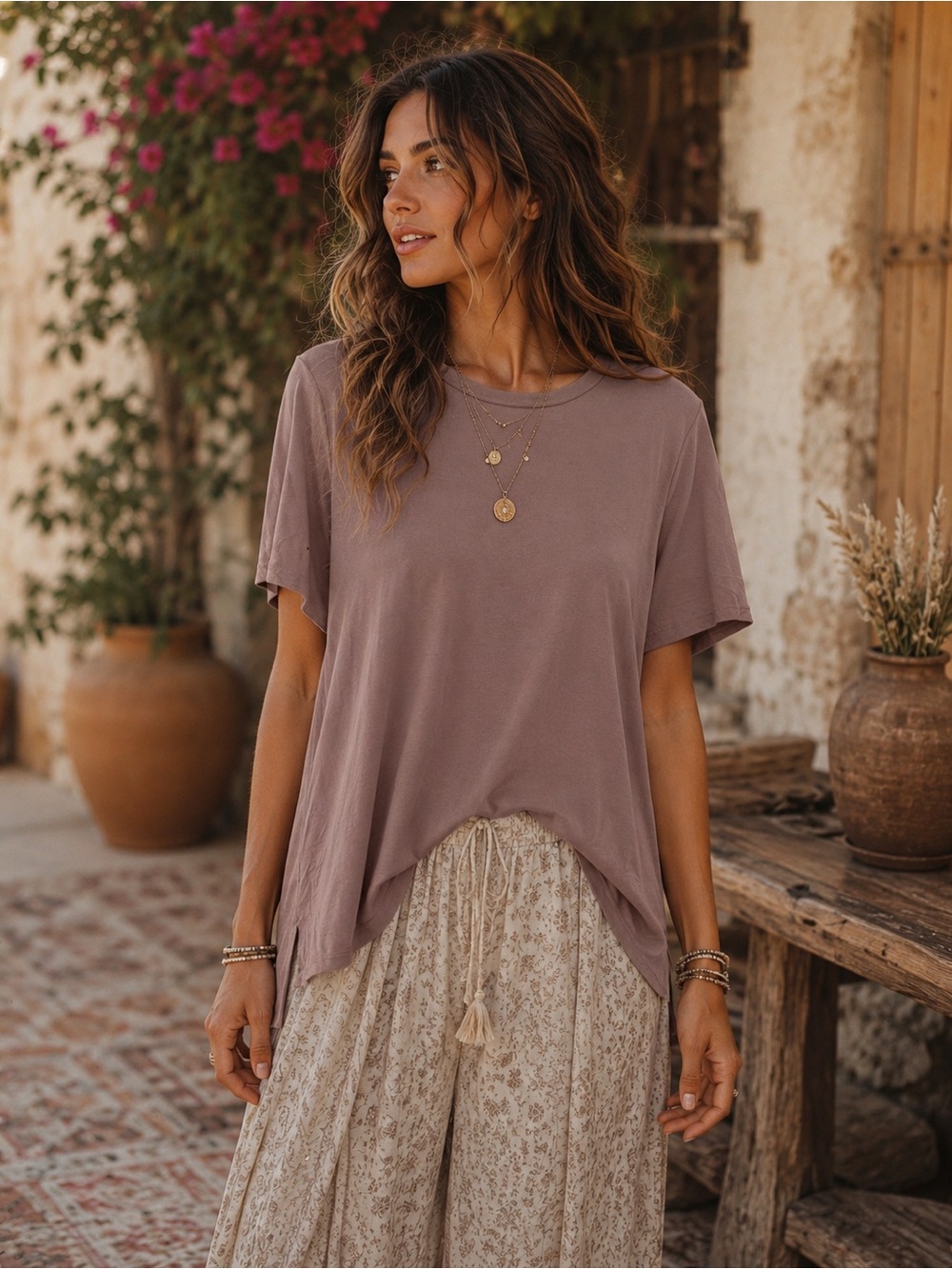 Beige Modal Relaxed Tee